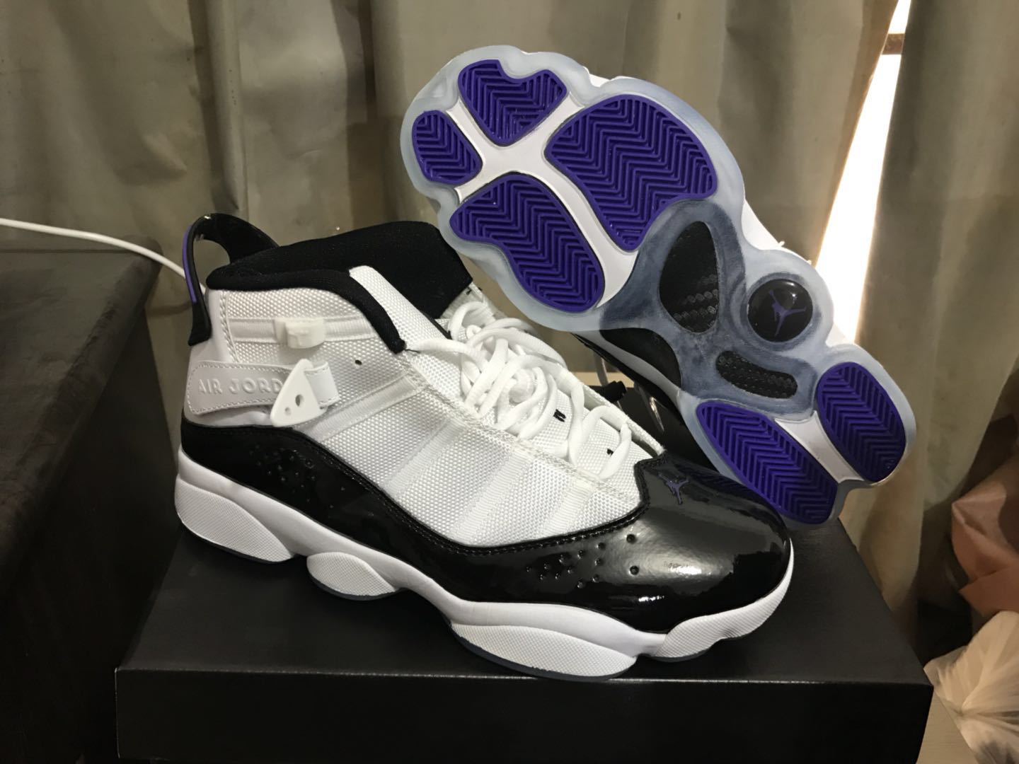 Air Jordan Six Rings of AJ11 White Black Shoes - Click Image to Close